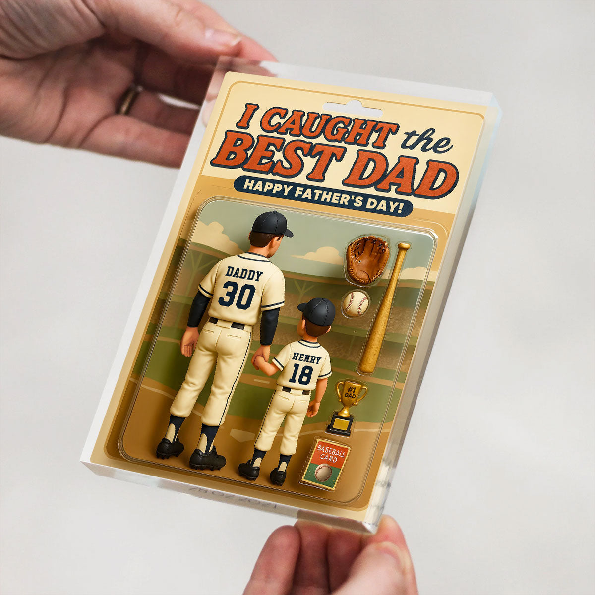 We Caught the Best Dad, Grandpa Baseball Custom Figure Personalized Acrylic Block Plaque, Father's Day Gift for Dad, Gift for Husband, Gift for Grandpa
