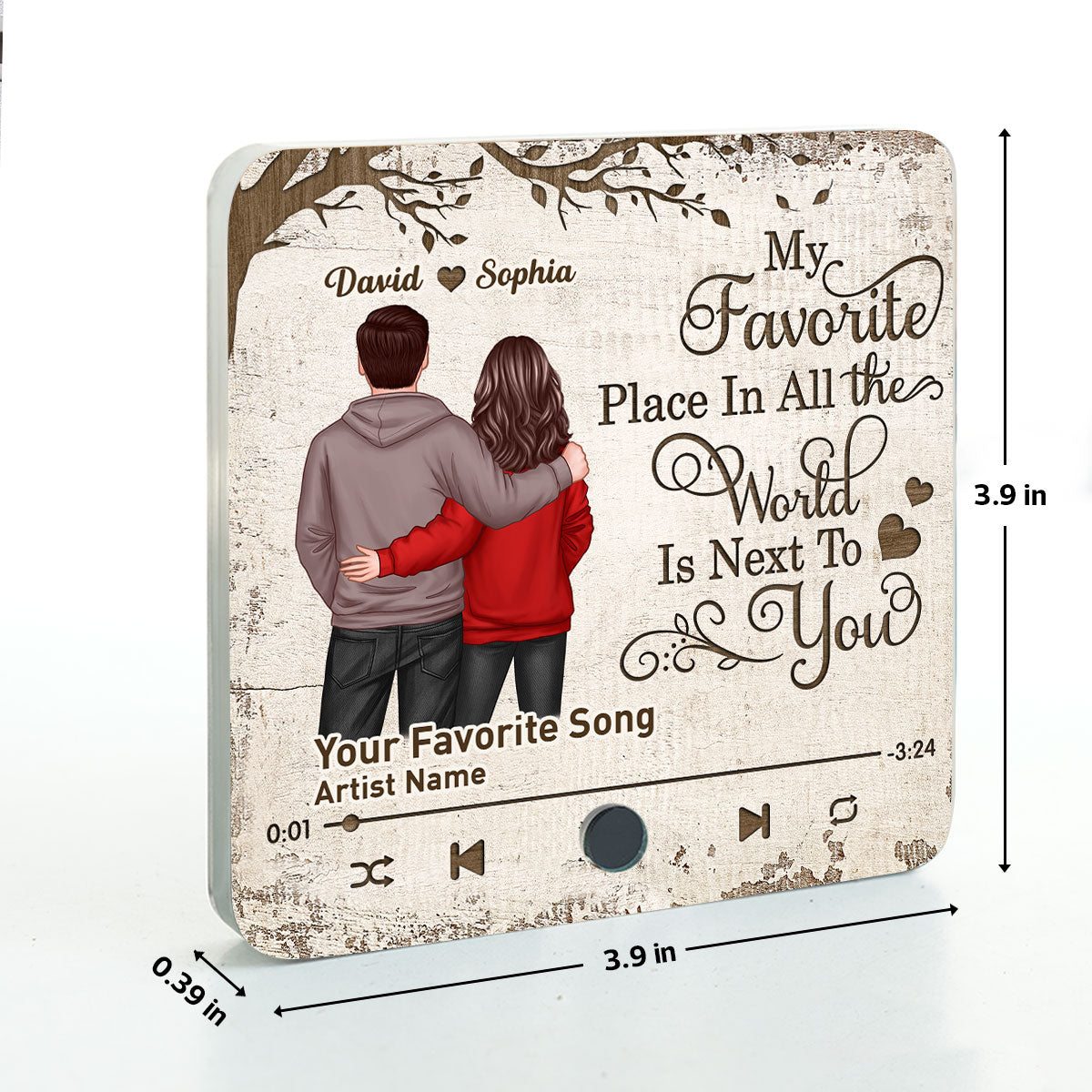 Favorite Place In The World Couple Standing Back View Personalized Music Fridge Magnet, Heartfelt 2025 Gift, Anniversary Gift For Couple, For Him, For Her, Husband, Wife