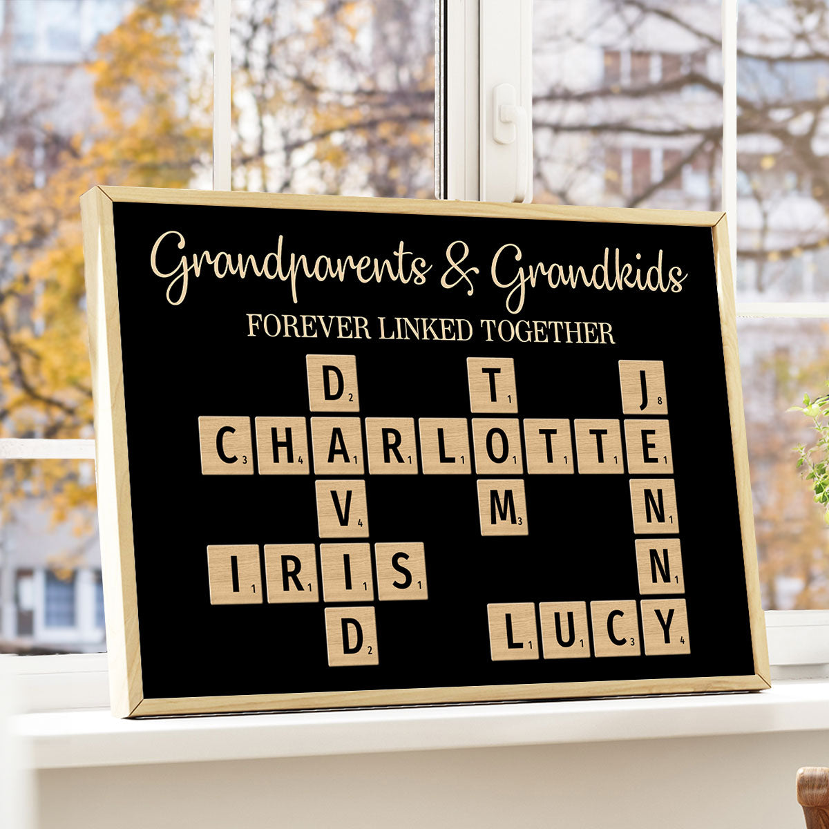 Grandma & Grandkids Forever Linked Together Crossword Puzzle Personalized Poster, Unique Gift For Large Family, Parent, Grandma, Siblings, Brothers, Sisters