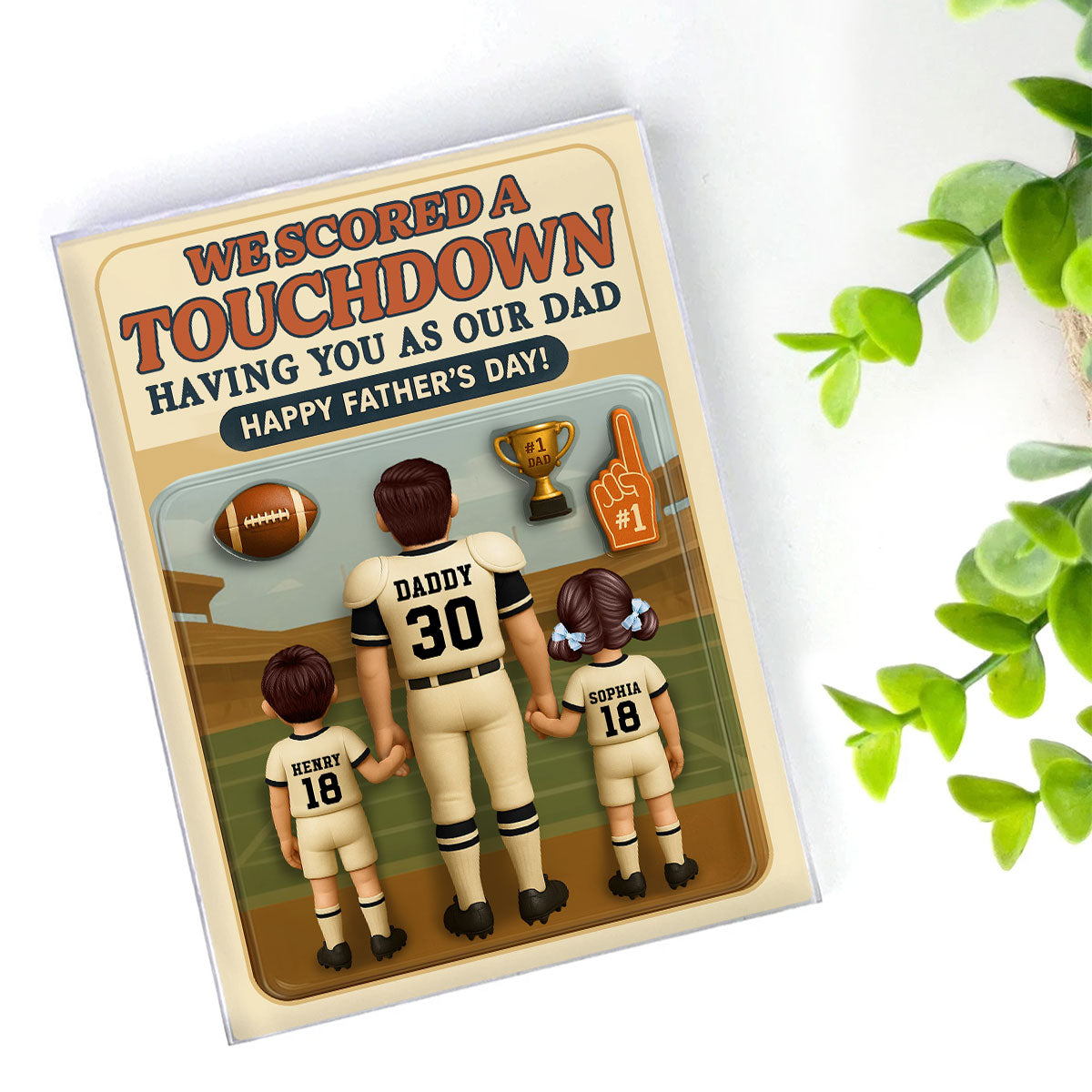 I Scored A Touchdown Having You as my Dad, Custom Figure Personalized Acrylic Block Plaque, Father's Day Gift for Dad, Gift for Husband