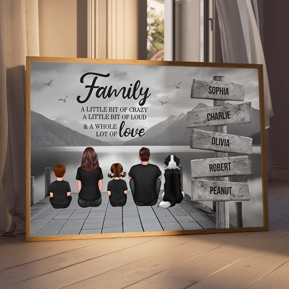 Retro Vintage Family A Little Whole Lot of Love Sign Posts Personalized Poster, Unique 2025 Father's Day Gift For Dad, Husband