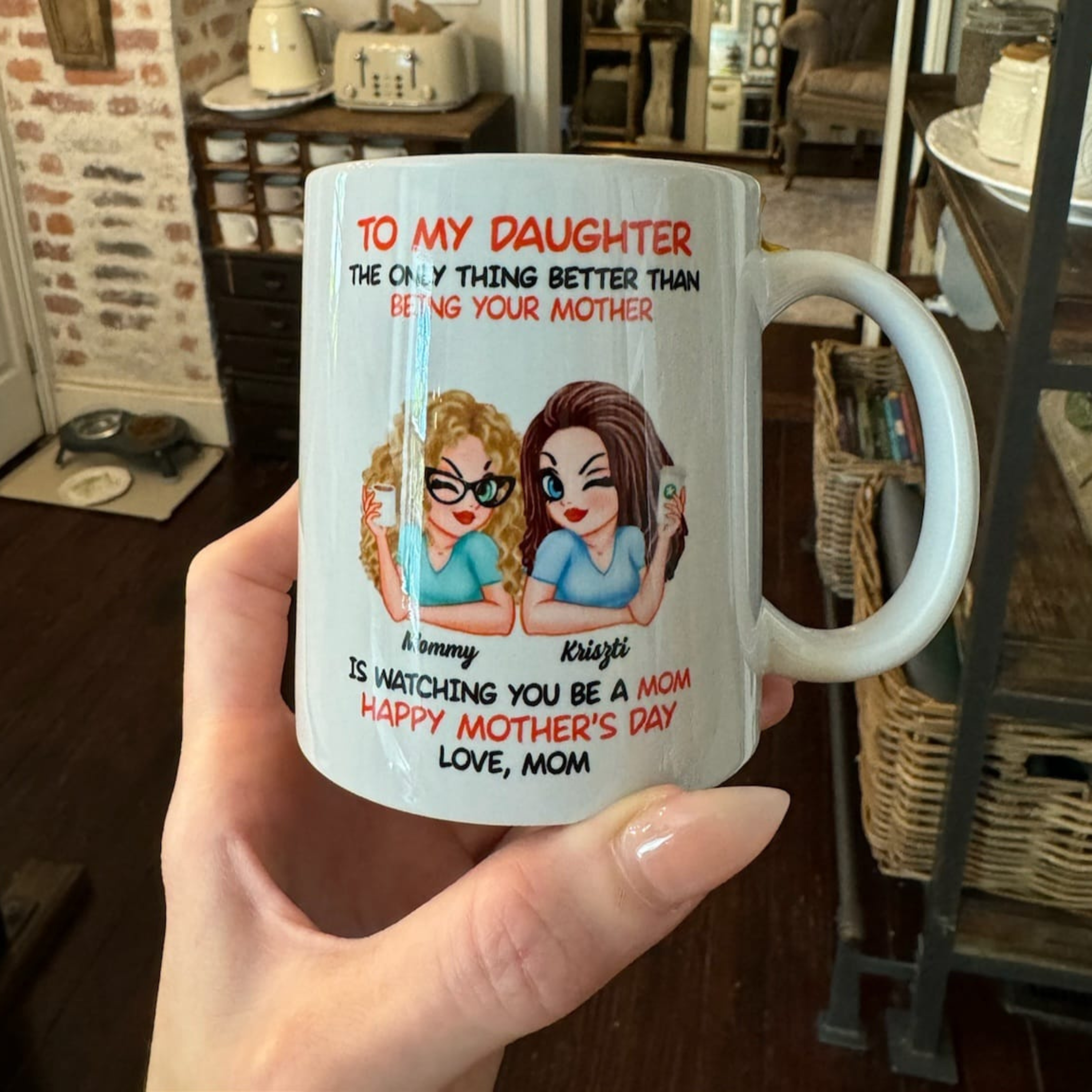 Watching You Be A Mom Personalized Mug, Heartfelt Gift For Daughter