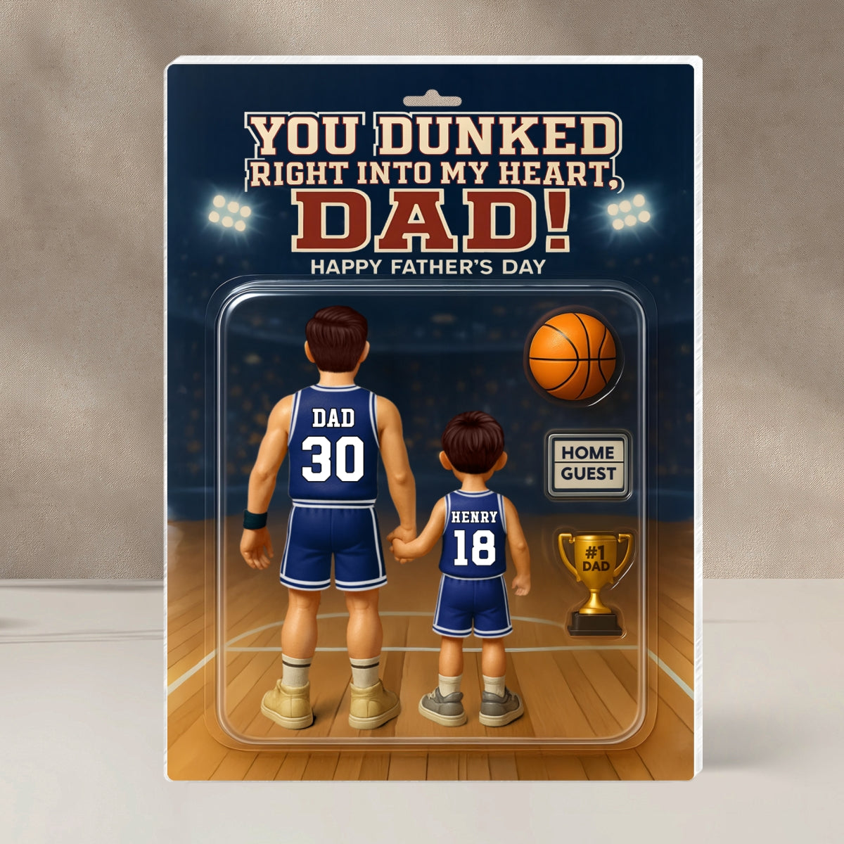 You Dunked Right into my Heart Dad, Basketball Custom Figure Personalized Acrylic Block Plaque, Father's Day Gift for Dad, Gift for Husband