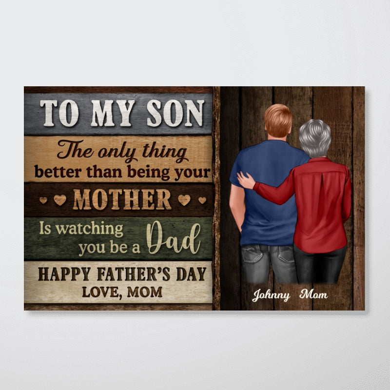 Colored Wood Pallets To My Son Happy Father's Day Personalized Poster, Heartfelt Father's Day Gift For Son
