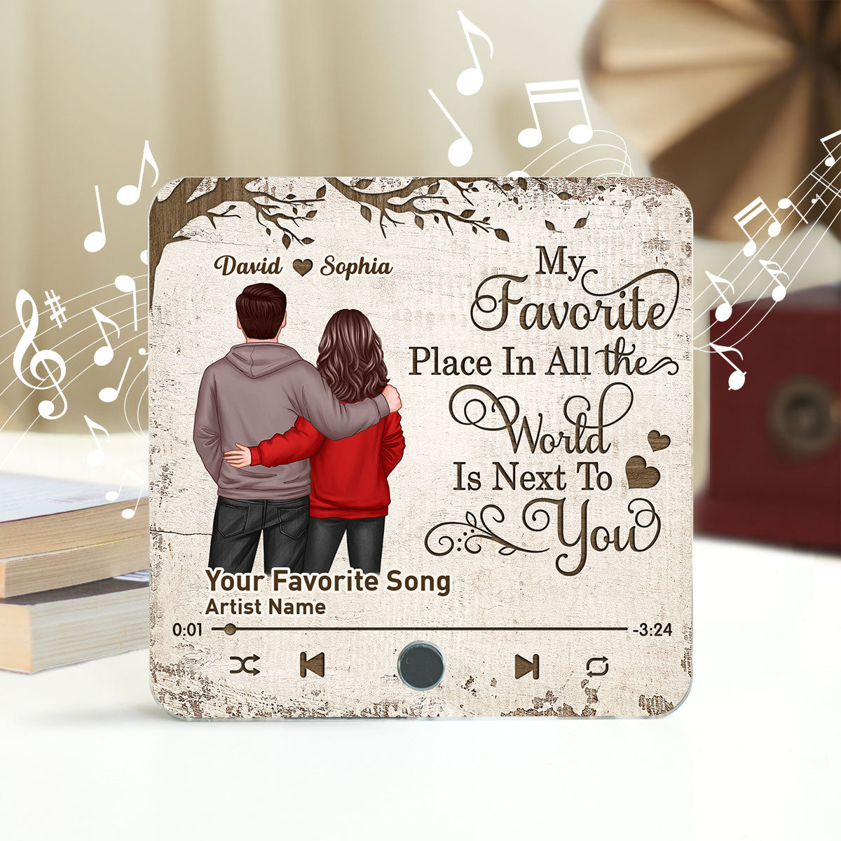 Favorite Place In The World Couple Standing Back View Personalized Music Fridge Magnet, Heartfelt 2025 Gift, Anniversary Gift For Couple, For Him, For Her, Husband, Wife