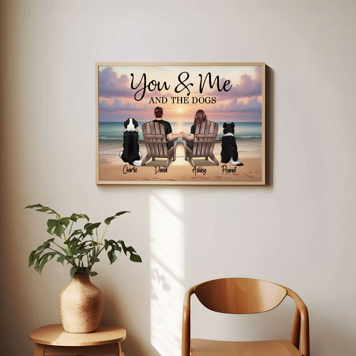 You Me And The Dogs Cats Beach Landscape Personalized Poster, Heartfelt 2025 Gift, Anniversary Gift, Birthday Gift For Him, For Her, Boyfriend, Girlfriend, Husband, Wife
