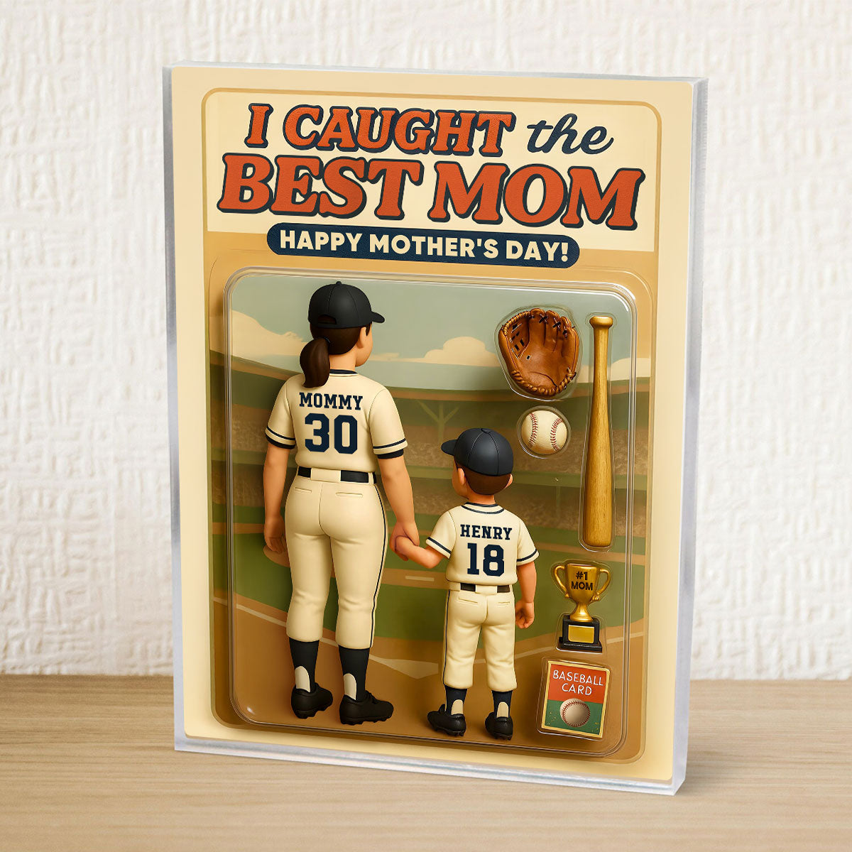 We Caught the Best Mom Baseball Custom Figure Personalized Acrylic Block Plaque, Gift for Mom, Gift for Wife