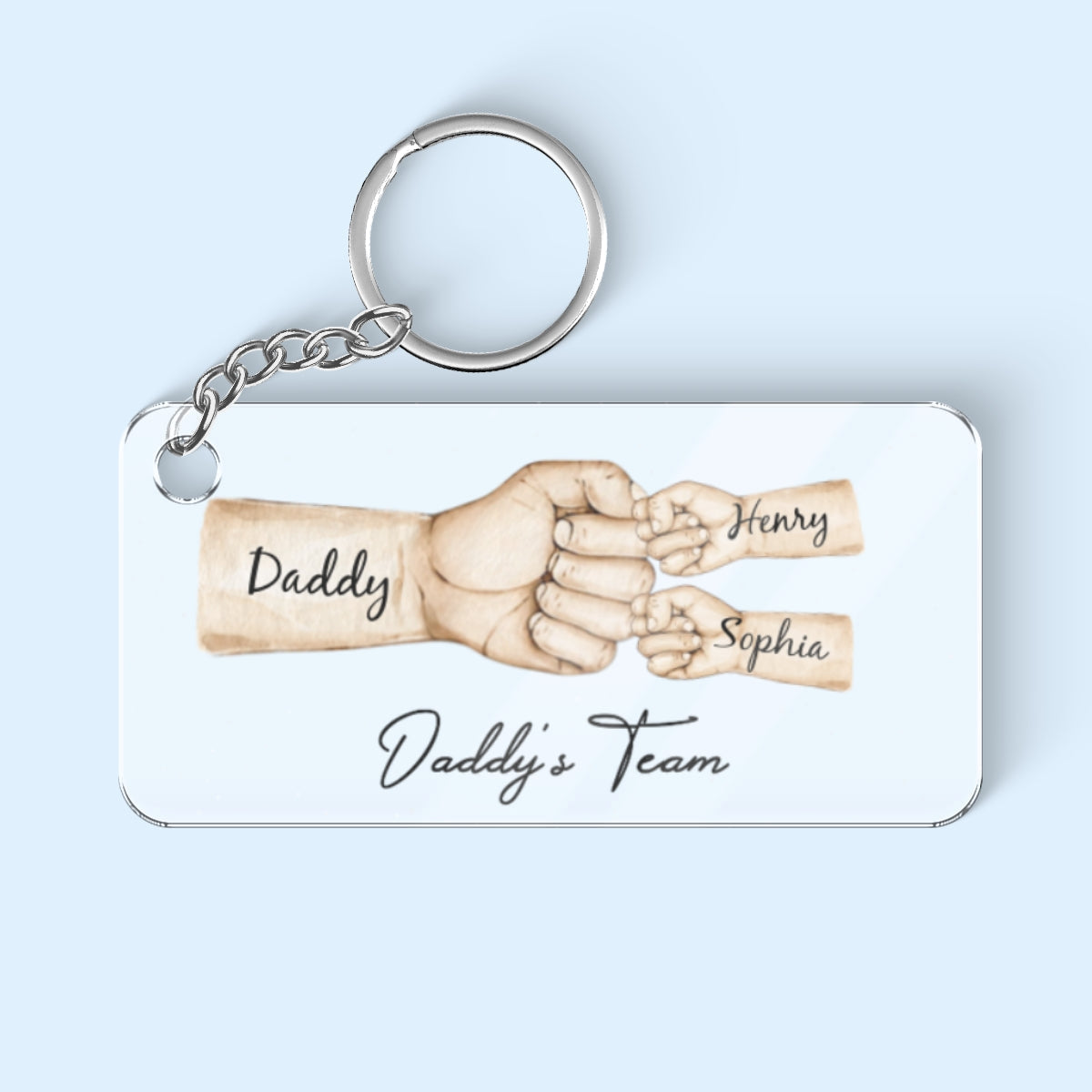 Daddy's Team Fist Bump Personalized Acrylic Keychain, Father's Day Gift For Dad, Gift for Husband, Gift for Grandpa