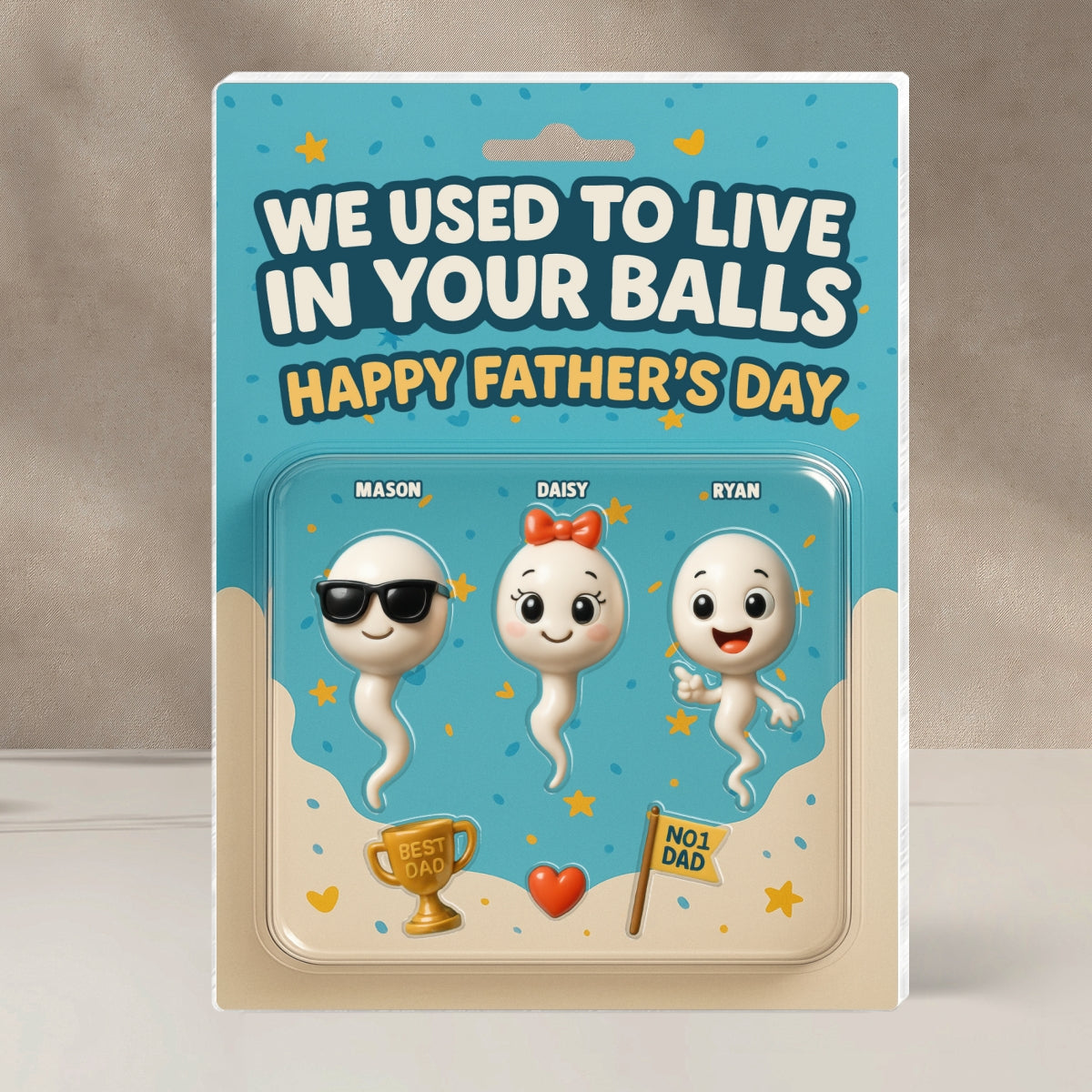 We Used To Live In Your Balls Dad Customer Figure Personalized Acrylic Block Plaque, Father's Day Gift for Dad, Gift for Husband