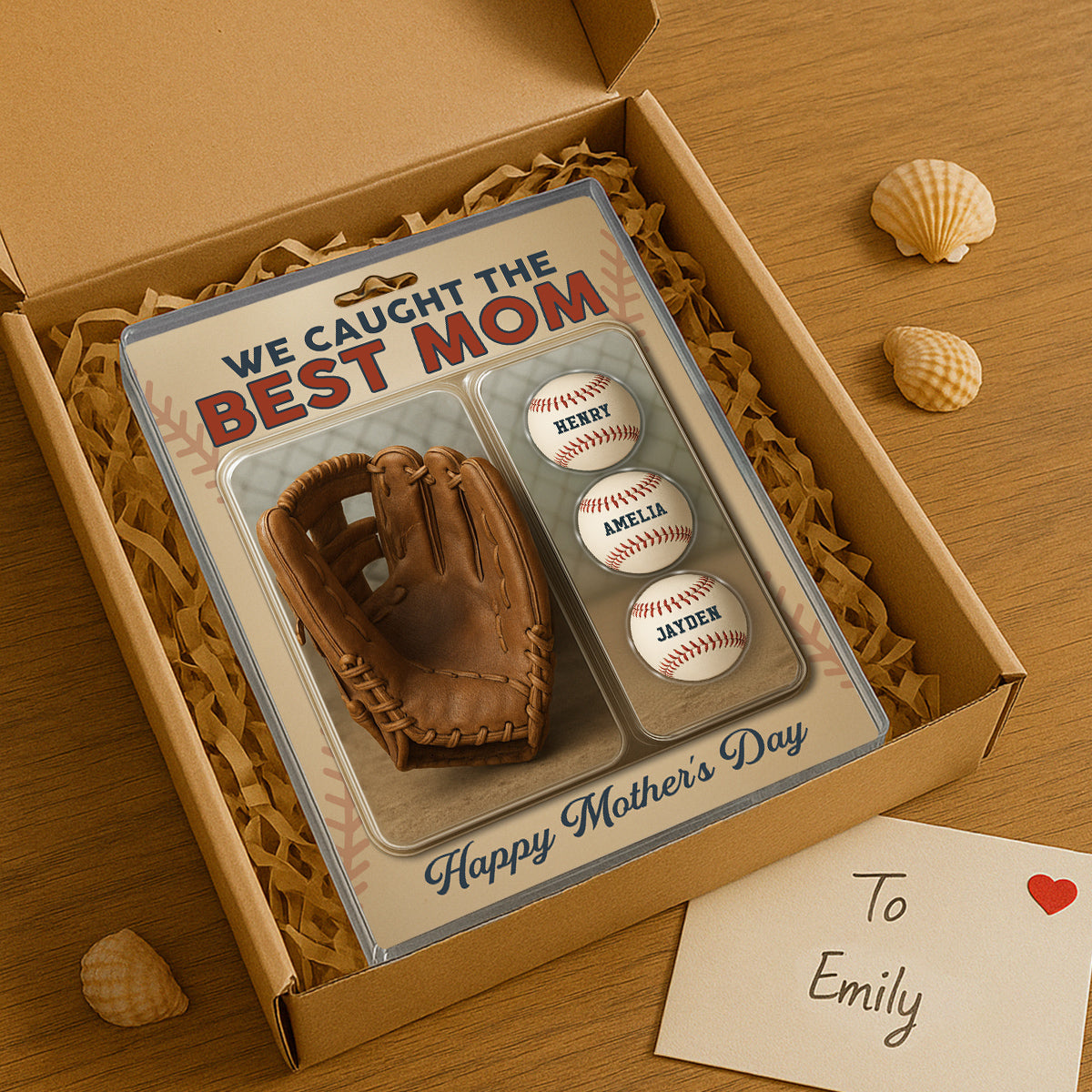 We Caught The Best Dad Grandpa Baseball & Glove Figures Style Personalized Acrylic Block Plaque, Perfect Father's Day Gift for Dad, Gift for Husband