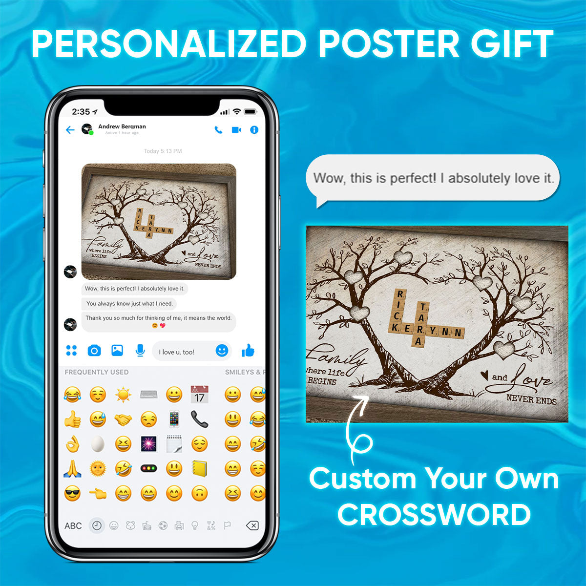 Family Heart Tree Crossword Puzzle - Created In A Moment, Treasured Forever Personalized Poster, Perfect 2025 Gift For Family, For Husband, Wife