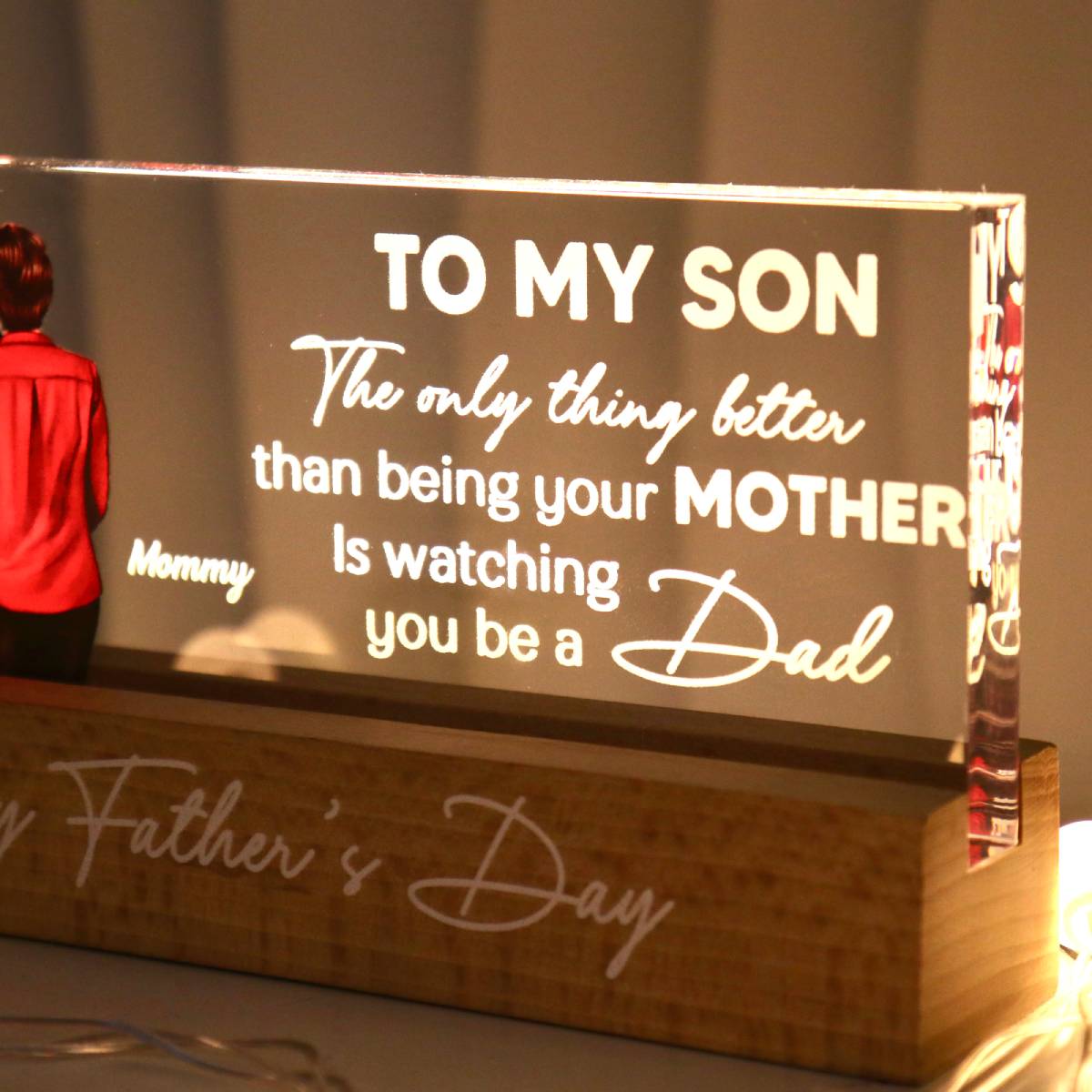 From Mom To Son Personalized LED Night Light| Heartfelt Father's Day Gift For Son