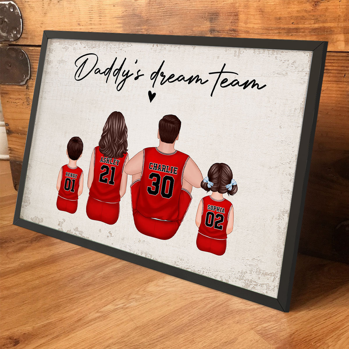 Basketball Team Personalized Family Poster, Unique Father's Day Gift for Dad, Gift for Husband
