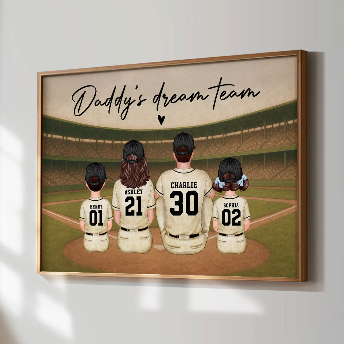 Retro Vintage Baseball Family Dream Team Home Decoration Personalized Poster|Heartfelt Birthday Gift, Anniversary Gift For Dad, Mom, Husband, Wife