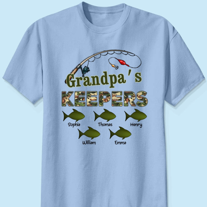Grandpa‘s Keepers Camouflage Pattern Fishing Personalized Shirt, Unique 2025 Father's Day Gift For Grandpa, Dad
