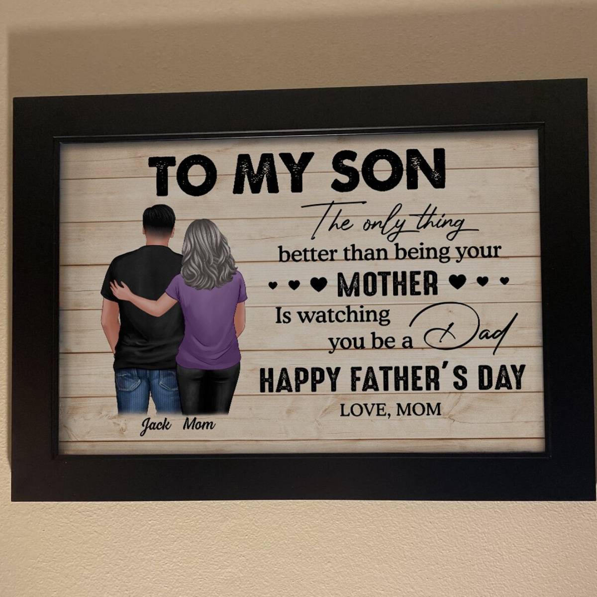 From Mom To Son Watching You Be A Dad Personalized Poster| Heartfelt 2025 Father's Day Gift For Son