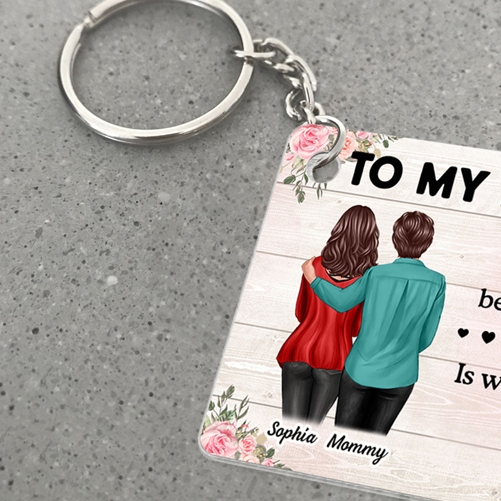 To My Daughter From Mom Personalized Acrylic Keychain, Heartfelt Gift For Daughter
