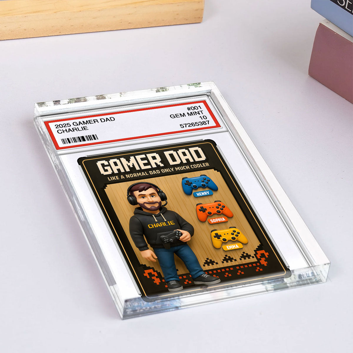 Gamer Dad Trading Card Personalized Acrylic Block Plaque, Father's Day Gift for Gamer Dad