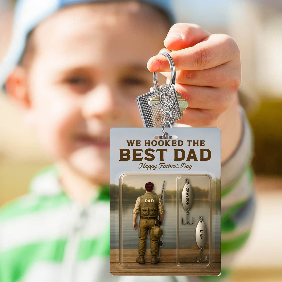We Hooked The Best Dad Grandpa Fishing With Kids' Names Custom Figure Personalized Keychain, Perfect Father's Day Gift For Fishing Dad, For Husband, For Grandpa