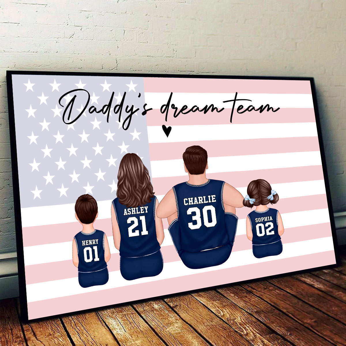 Basketball Team Personalized Family Poster, Unique Father's Day Gift for Dad, Gift for Husband