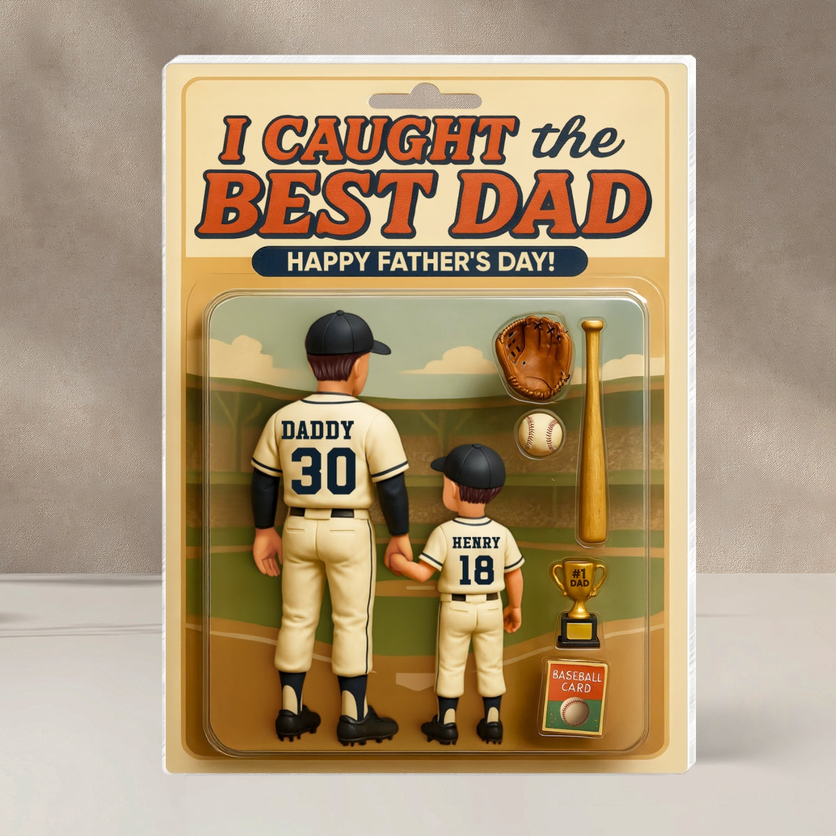 We Caught the Best Dad Baseball Custom Figure Personalized Acrylic Block Plaque, Father's Day Gift for Dad, Gift for Husband