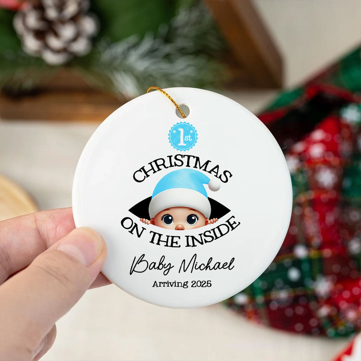 Personalized Baby's First Christmas On the Inside Ornament, Custom Pregnancy Reveal Ornament, New Year Gift For Expecting Parents