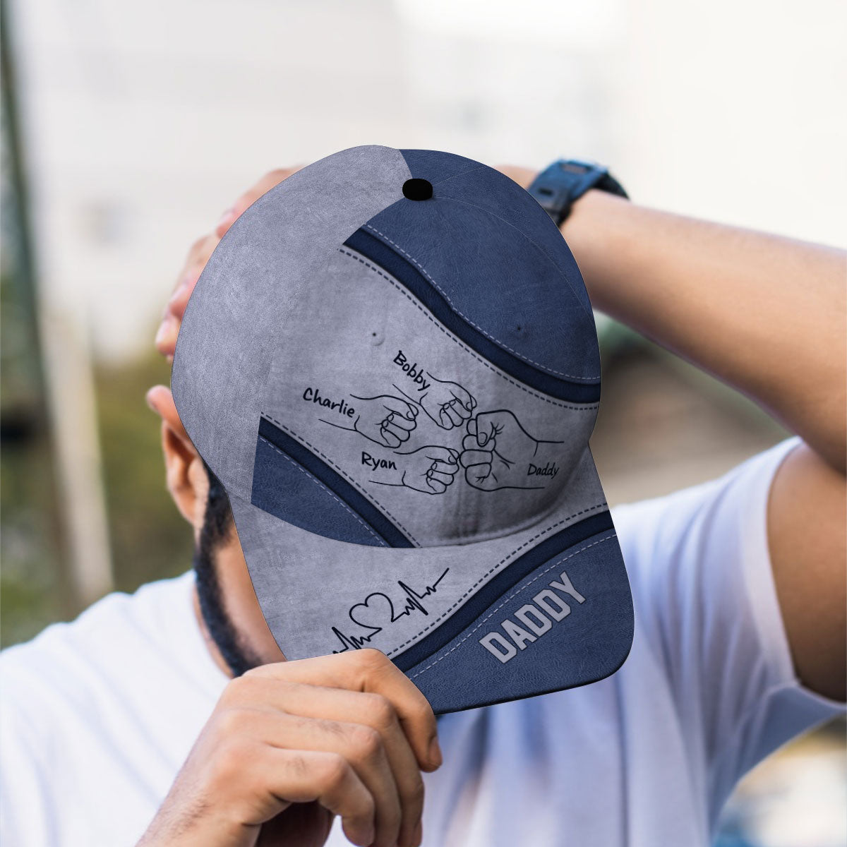 Daddy's Team Fist Bump Personalized Classic Cap, Unique Father's Day Gift for Dad, Gift for Husband, Gift for Grandpa
