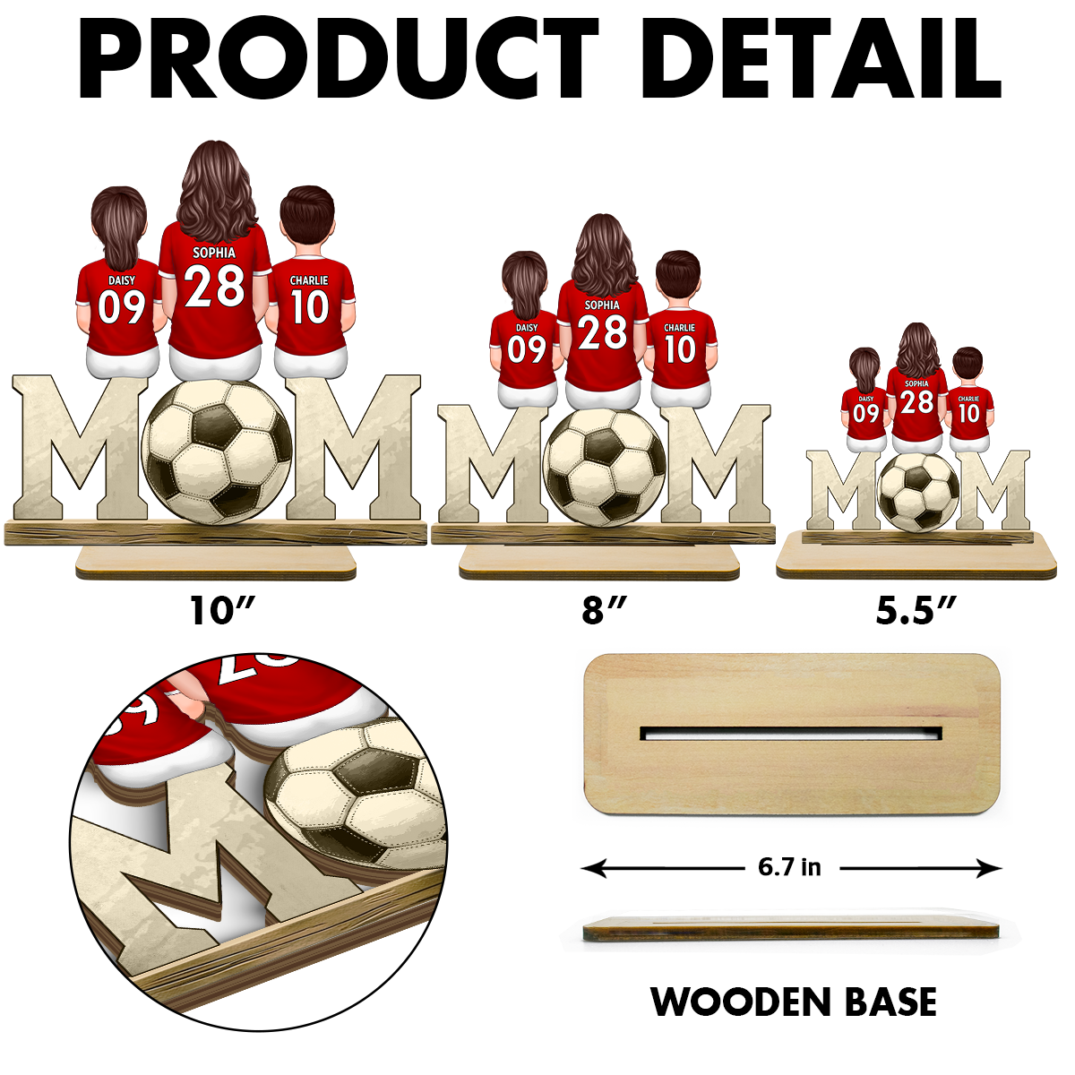Soccer Mom And Kids Personalized Standing Wooden Plaque, Gift for Mom, Gift for Wife
