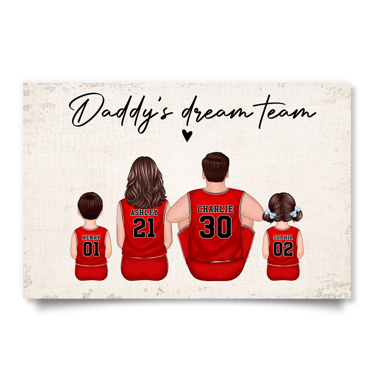 Basketball Team Personalized Family Poster, Unique Father's Day Gift for Dad, Gift for Husband