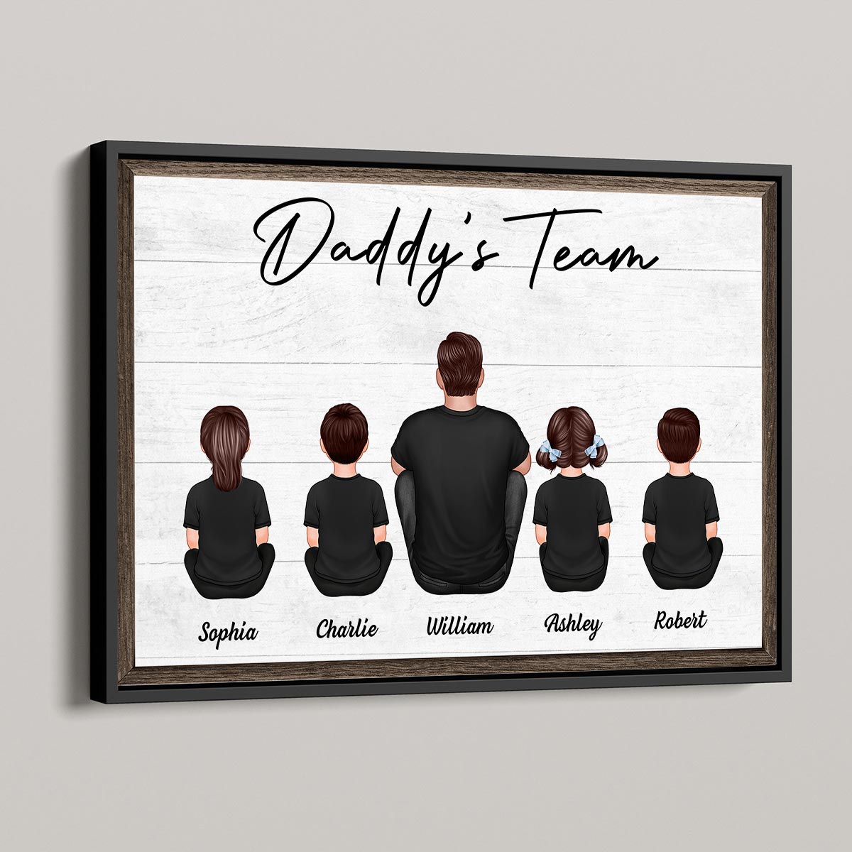 Daddy‘s Team Family Sitting Personalized Poster| Heartfelt Birthday Day Gift For Dad, Husband, Grandpa