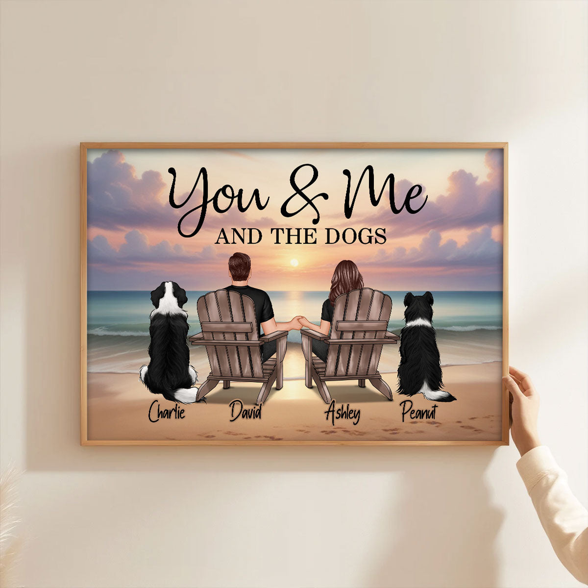 You Me And The Dogs Cats Beach Landscape Personalized Poster, Heartfelt 2025 Gift, Anniversary Gift, Birthday Gift For Him, For Her, Boyfriend, Girlfriend, Husband, Wife