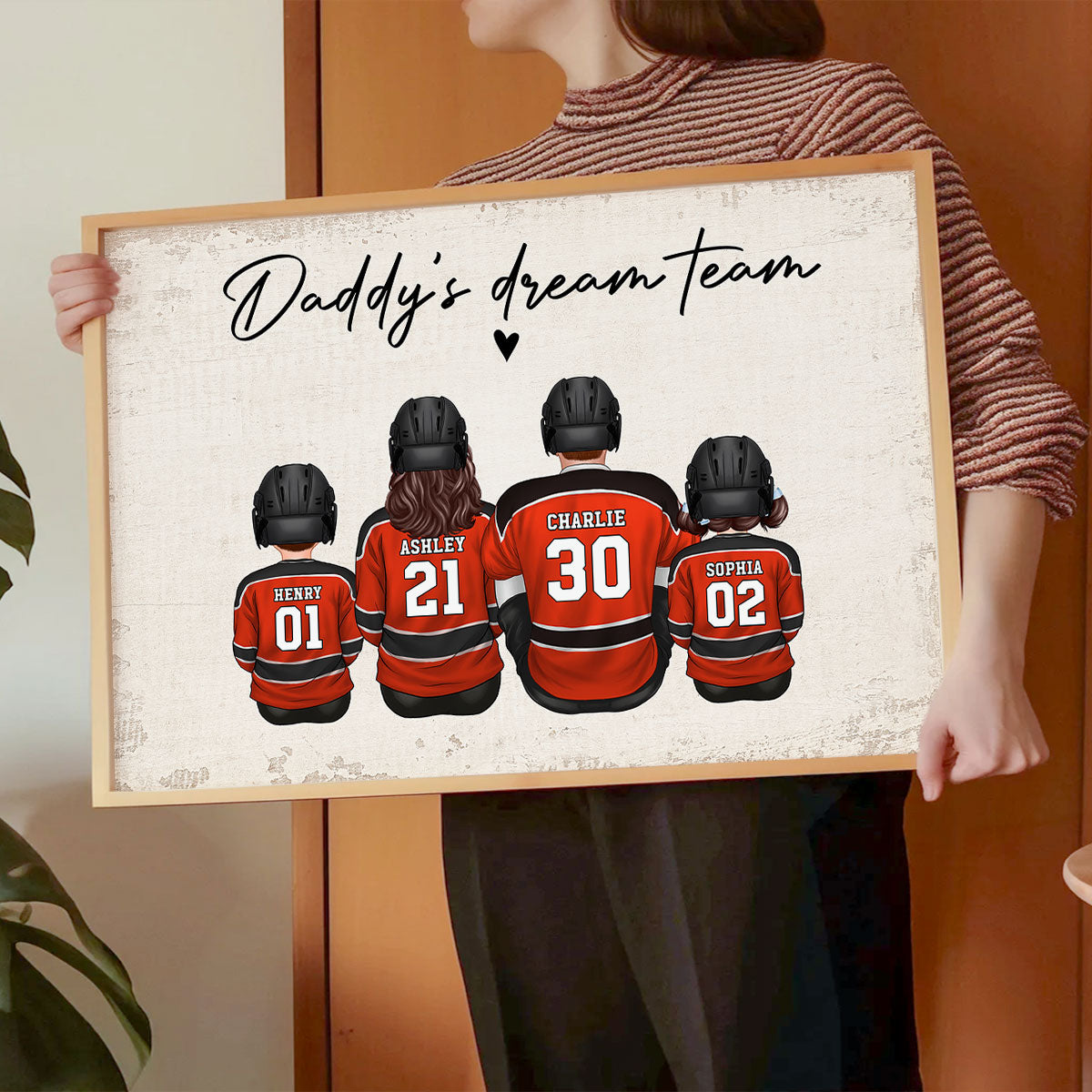 Hockey Team Personalized Poster, Gift For Family, Father's Day Gift for Dad, Grandpa, Husband