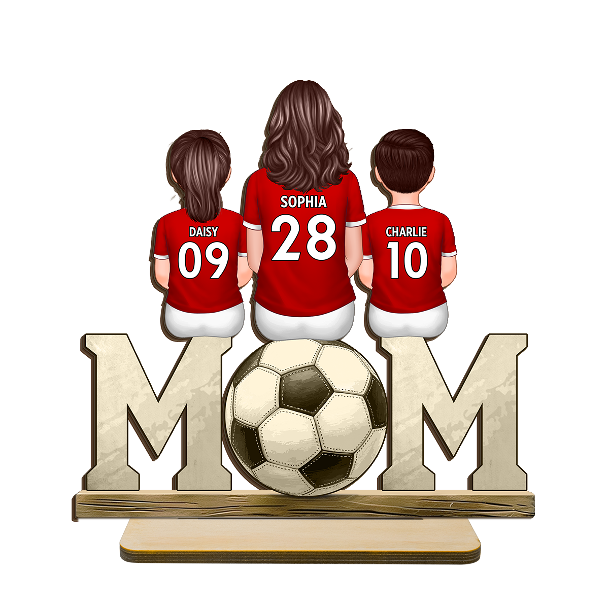 Soccer Mom And Kids Personalized Standing Wooden Plaque, Gift for Mom, Gift for Wife