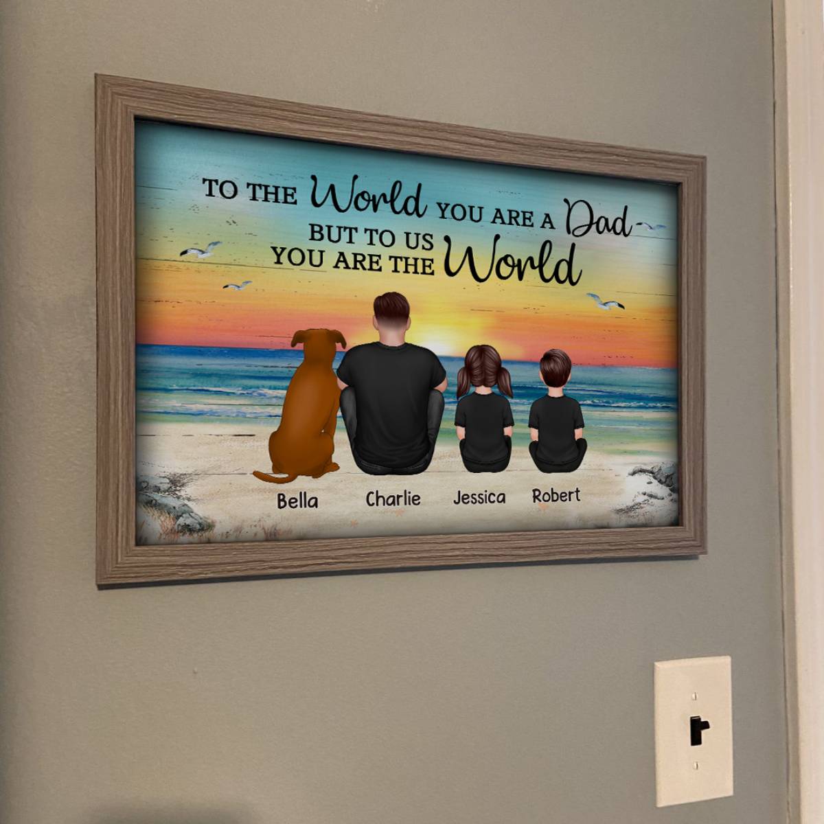Dad And Sons Daughters Retro Vintage Beach Personalized Poster| Heartfelt Gift For Dad, For Husband