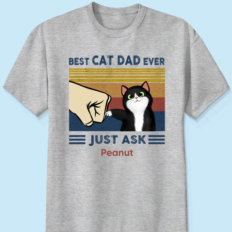 Father’s Day 2025 Gift for Cat Dads - Custom Cat Fist Bump Personalized Shirt