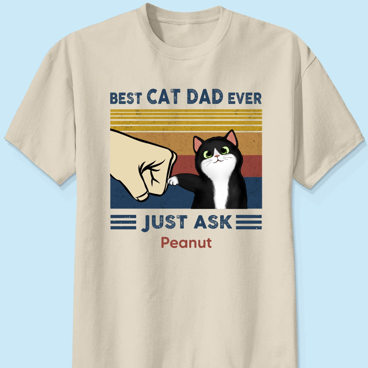 Father’s Day 2025 Gift for Cat Dads - Custom Cat Fist Bump Personalized Shirt