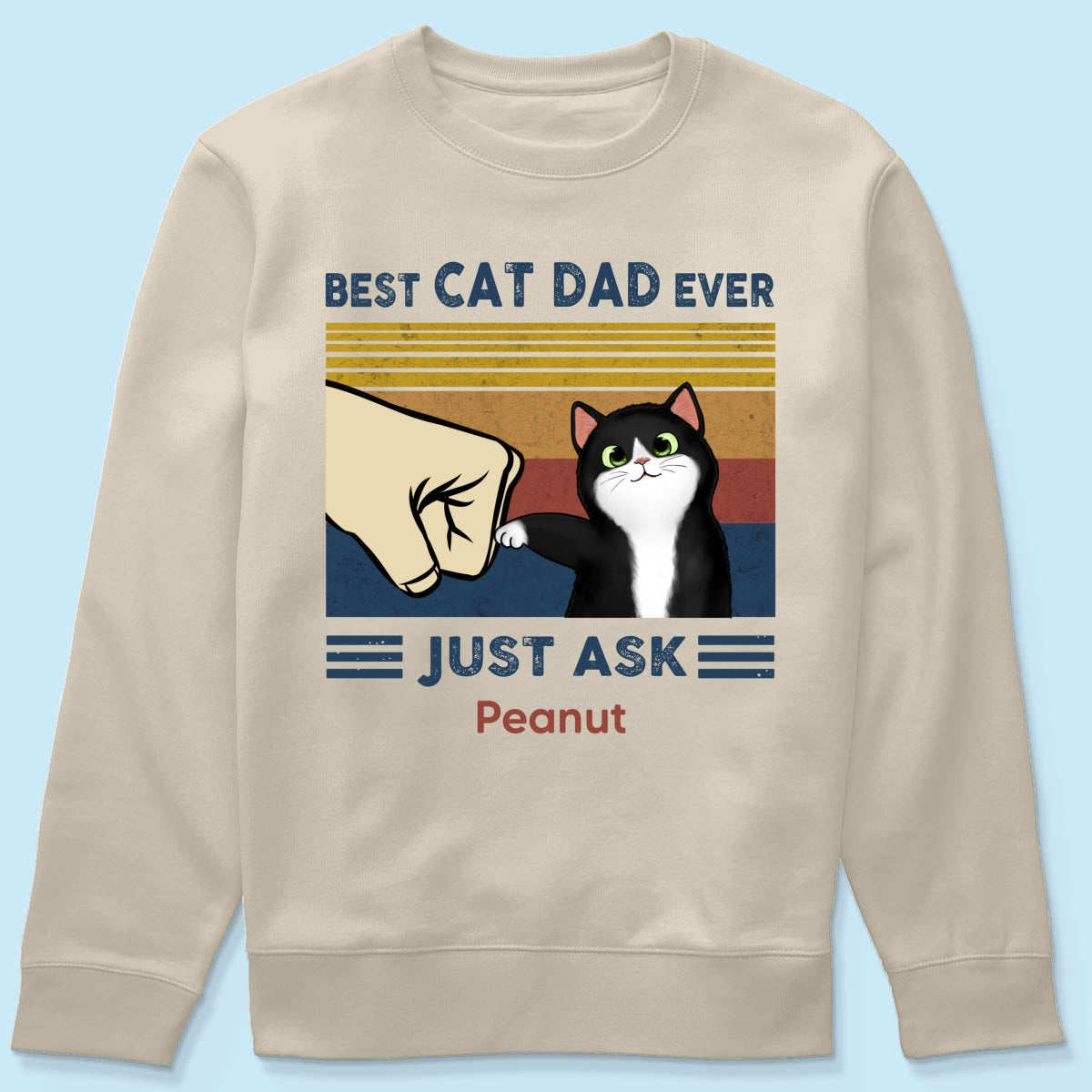 Father’s Day 2025 Gift for Cat Dads - Custom Cat Fist Bump Personalized Shirt