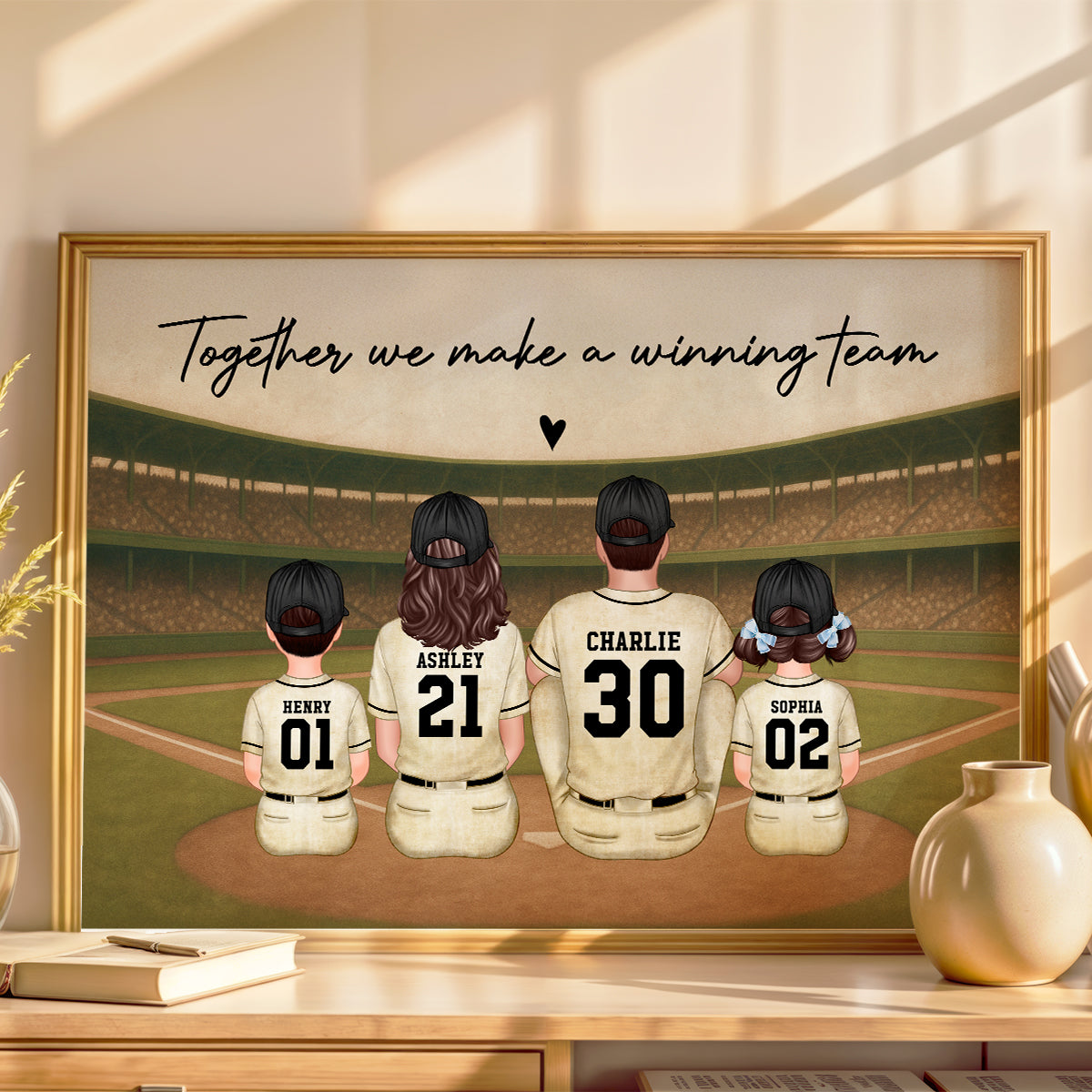Retro Vintage Baseball Family Dream Team Home Decoration Personalized Poster|Heartfelt Birthday Gift, Anniversary Gift For Dad, Mom, Husband, Wife
