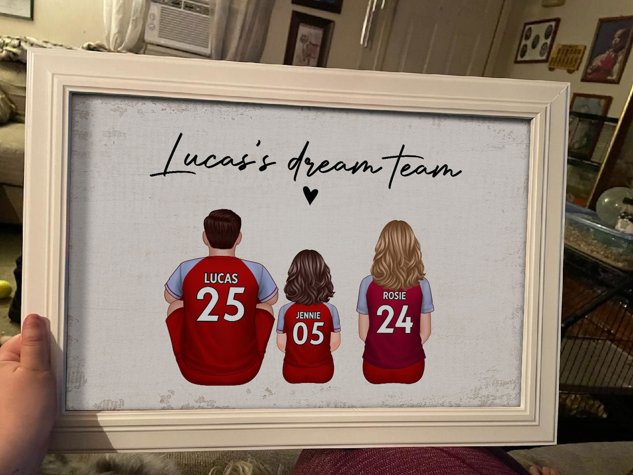 Dad's Team Soccer Football Family Sitting Personalized Poster – Special Gift for Dad, Grandpa, Husband on Father's Day