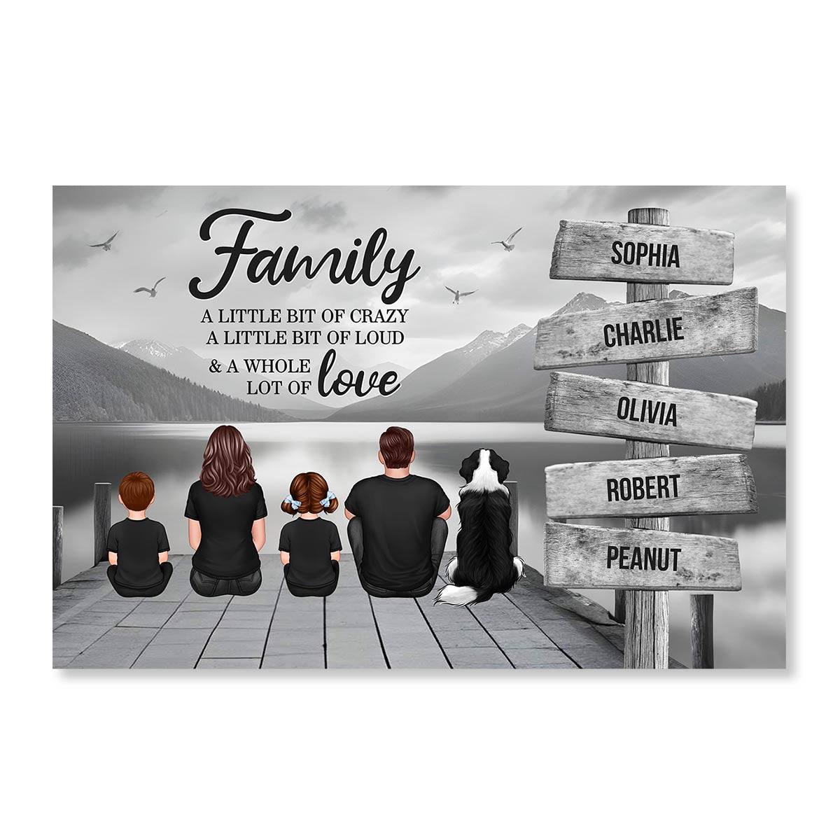 Retro Vintage Family A Little Whole Lot of Love Sign Posts Personalized Poster, Unique 2025 Father's Day Gift For Dad, Husband