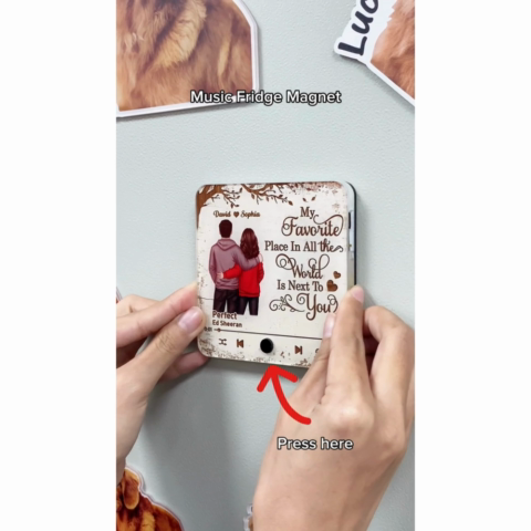 Favorite Place In The World Couple Standing Back View Personalized Music Fridge Magnet, Heartfelt 2025 Gift, Anniversary Gift For Couple, For Him, For Her, Husband, Wife