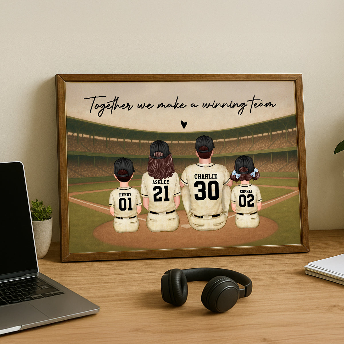 Retro Vintage Baseball Family Dream Team Home Decoration Personalized Poster|Heartfelt Birthday Gift, Anniversary Gift For Dad, Mom, Husband, Wife
