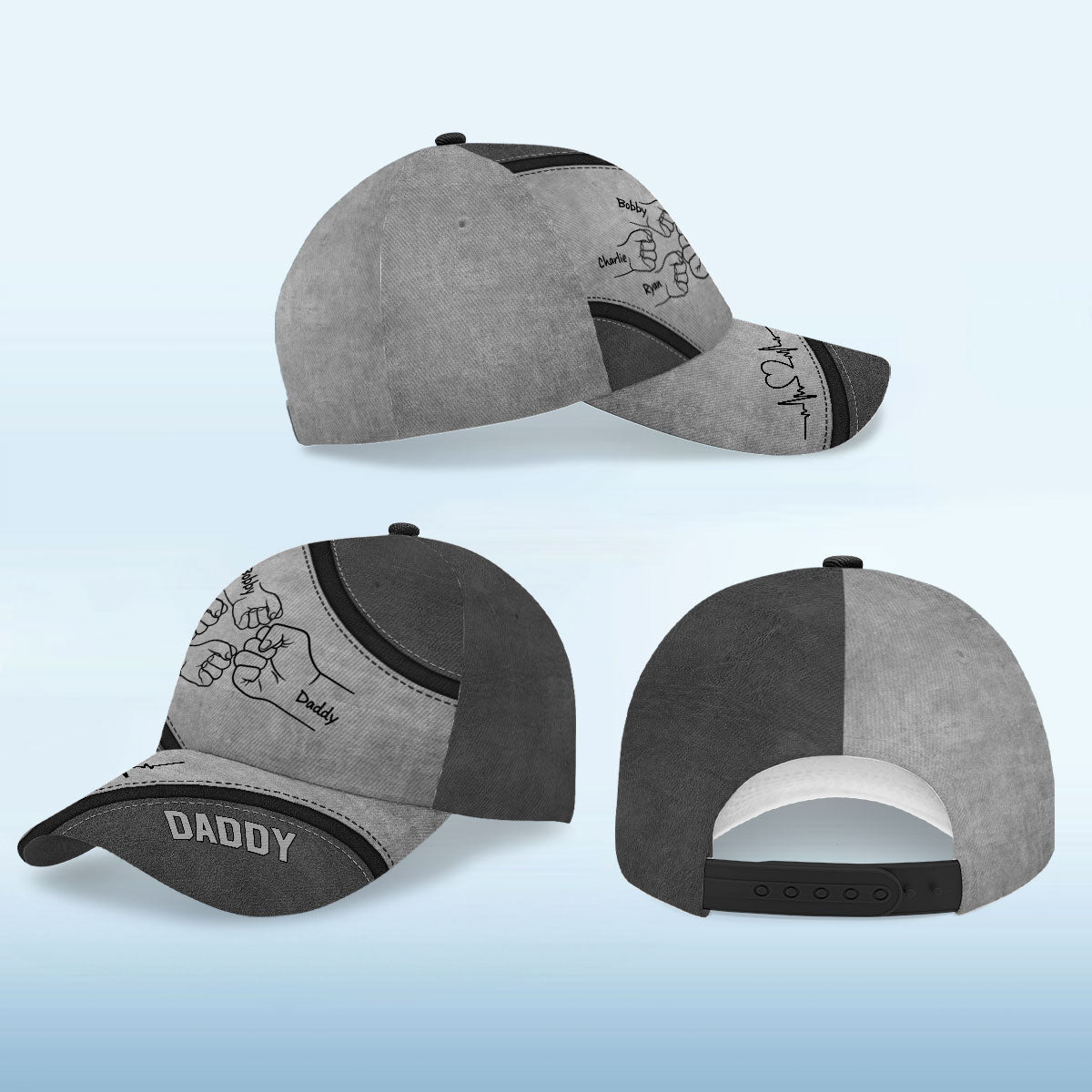 Daddy's Team Fist Bump Personalized Classic Cap, Unique Father's Day Gift for Dad, Gift for Husband, Gift for Grandpa