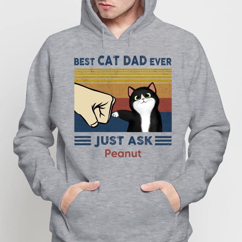 Father’s Day 2025 Gift for Cat Dads - Custom Cat Fist Bump Personalized Shirt