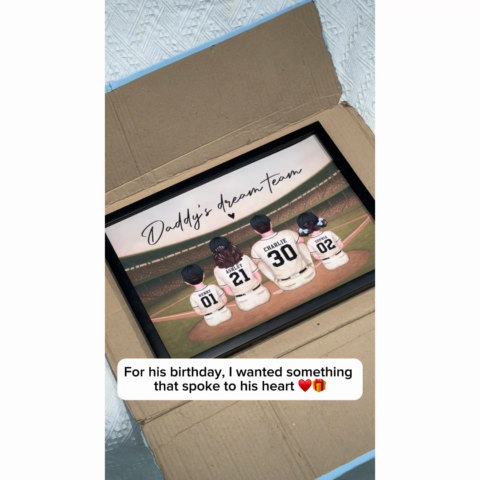 Retro Vintage Baseball Family Dream Team Home Decoration Personalized Poster|Heartfelt Birthday Gift, Anniversary Gift For Dad, Mom, Husband, Wife