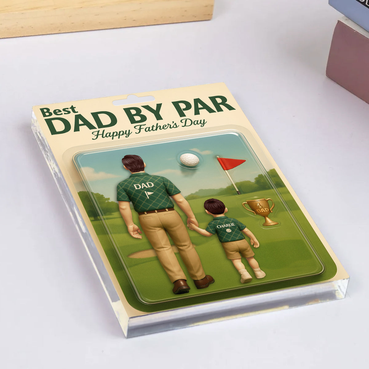Best Dad By Par Golf Custom Figure Personalized Acrylic Block Plaque, Father's Day Gift for Dad, Gift for Husband
