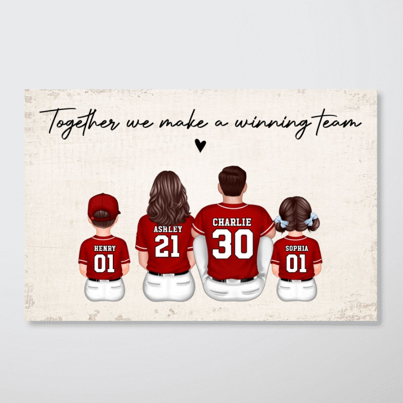Daddy's Team Baseball Family Sitting Personalized Poster, Unique Father's Day Gift for Dad, Gift for Husband
