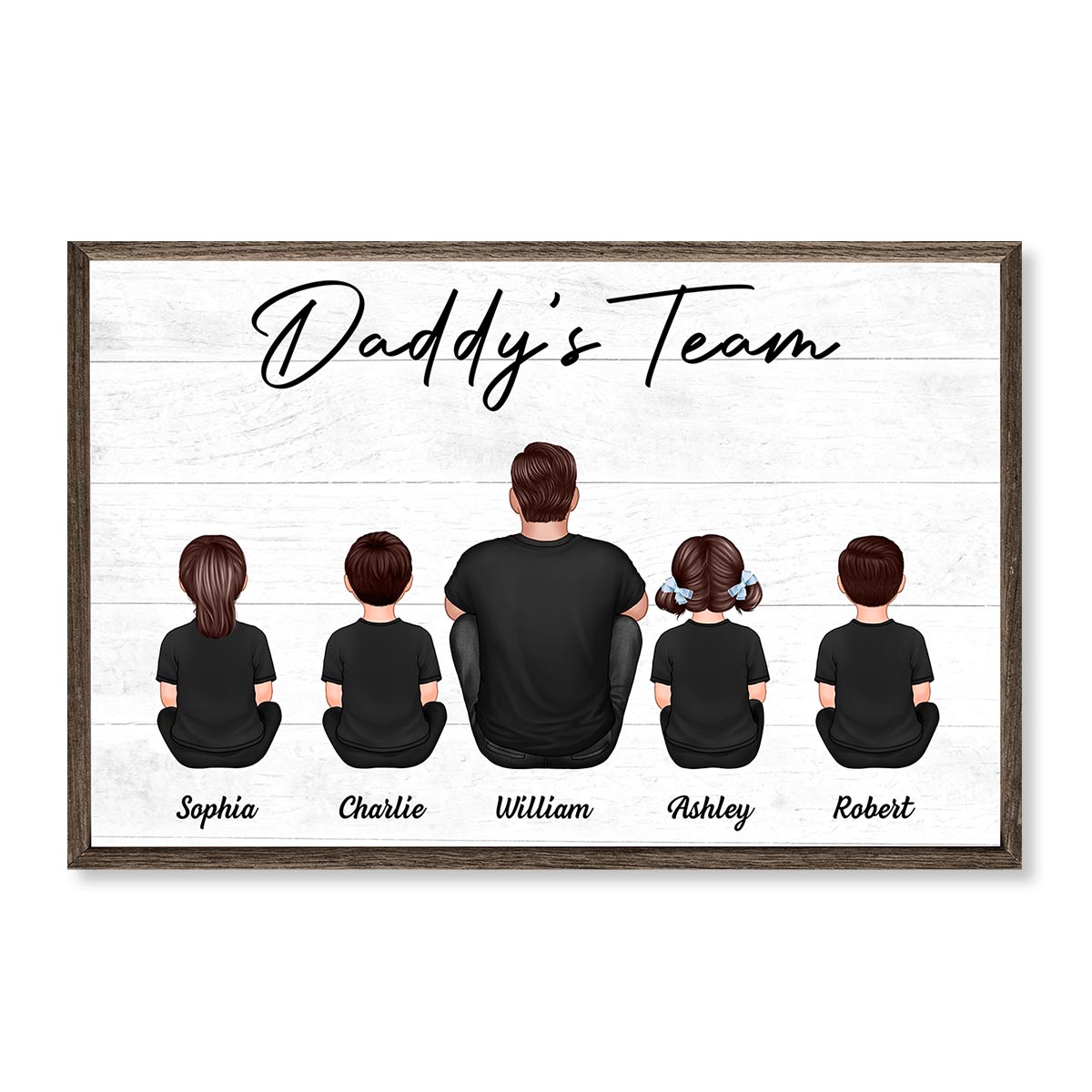Daddy‘s Team Family Sitting Personalized Poster| Heartfelt Birthday Day Gift For Dad, Husband, Grandpa
