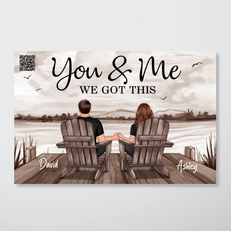 Couple Sitting Lake Landscape Retro Vintage Personalized Poster, Heartfelt 2025 Gift For Couple, For Him, For Her, Boyfriend, Girlfriend, Husband, Wife