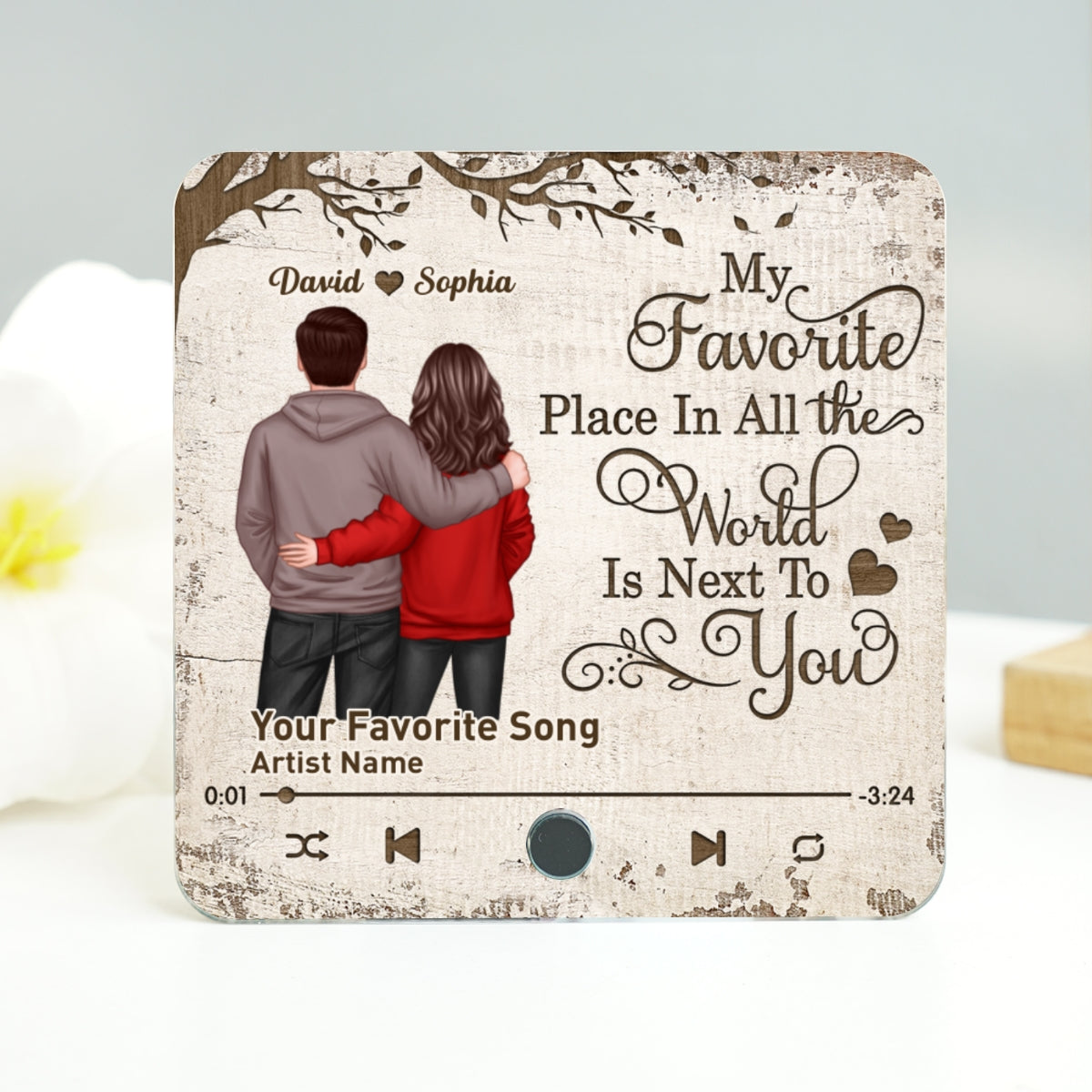 Favorite Place In The World Couple Standing Back View Personalized Music Fridge Magnet, Heartfelt 2025 Gift, Anniversary Gift For Couple, For Him, For Her, Husband, Wife